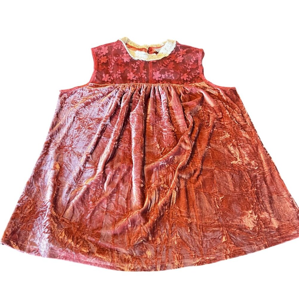 vtg Solitaire by Ravi Khosla Velvet Lace Boho cottagecore‎  Top Sz L